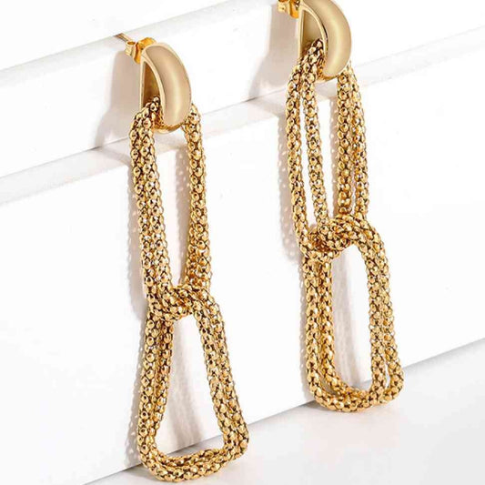 Gold-Plated D-Shaped Drop Earrings - ZISK Shop  