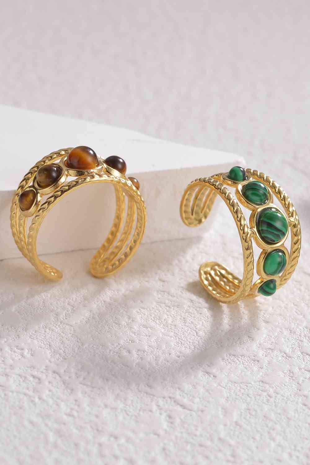 18K Gold Plated Nature Stone Open Ring - ZISK Shop  