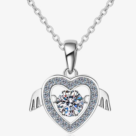 Moissanite Sterling Silver Heart Necklace - ZISK Shop  