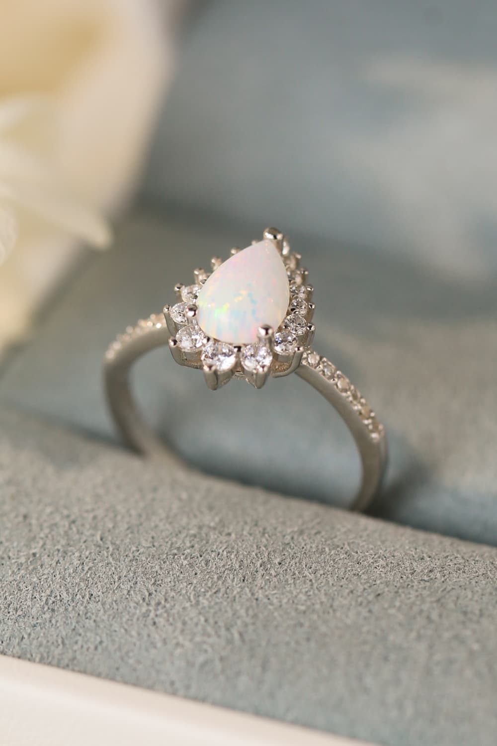 Pear-Cut Opal in Platinum Shine Band - ZISK Shop  