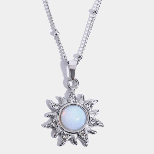 Opal Sun Pendant Stainless Steel Necklace - ZISK Shop  