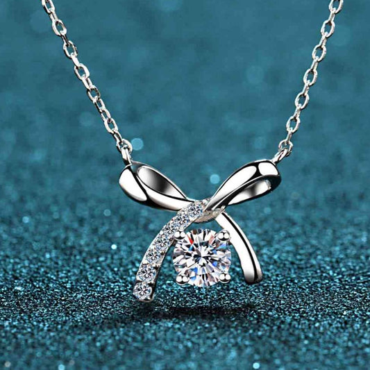 Moissanite Sterling Silver Bow Necklace - ZISK Shop  