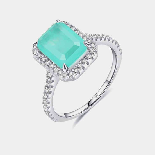 925 Sterling Silver Rectangle Shape Tourmaline Ring