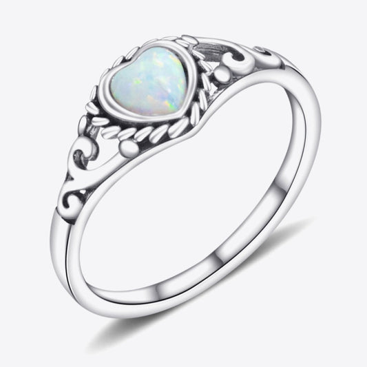 Sterling Silver Opulent Heart Opal Ring - ZISK Shop  