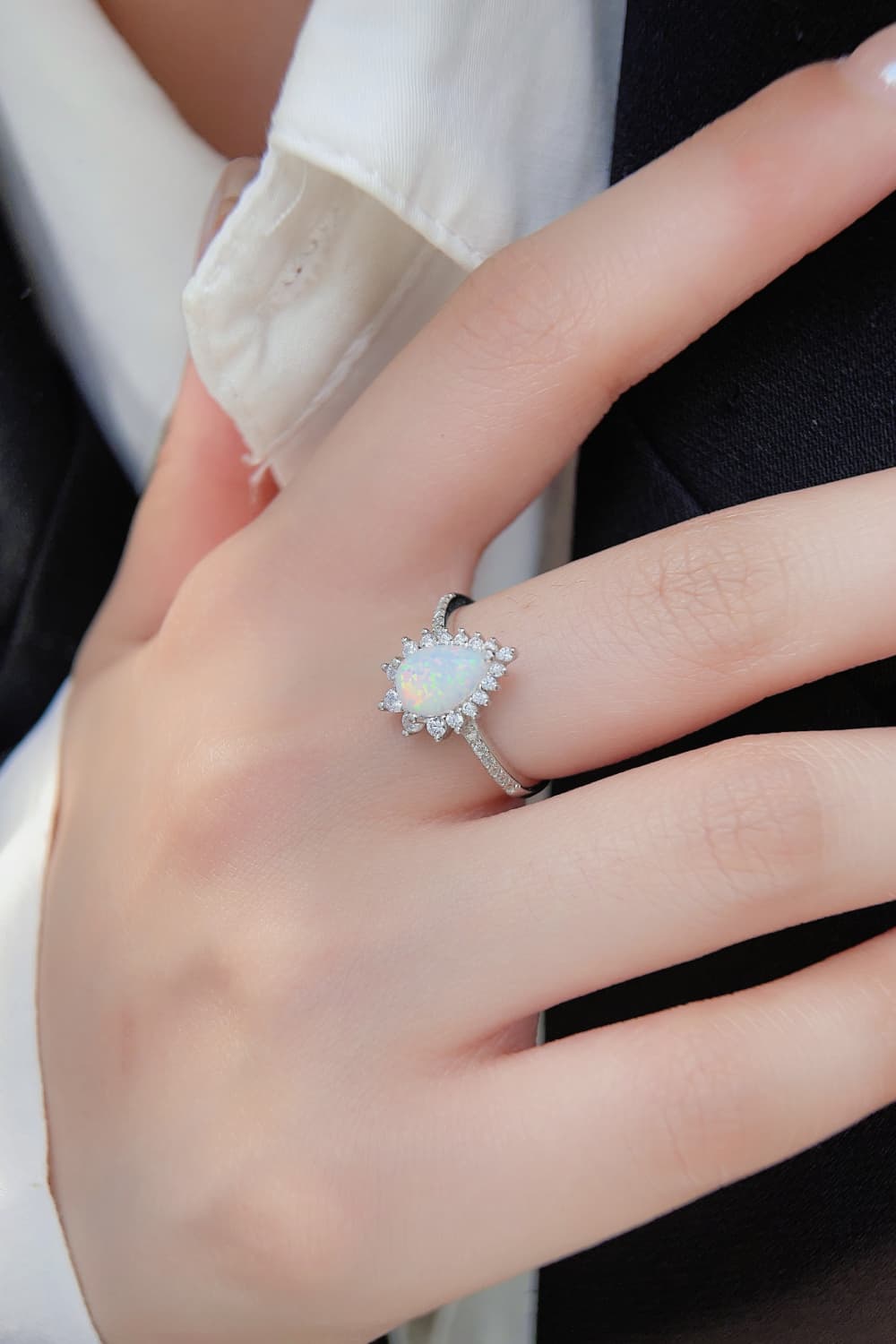 Pear-Cut Opal in Platinum Shine Band - ZISK Shop  