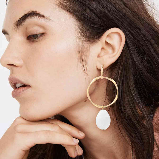 Alloy & Rhinestone Hoop Drop Earrings - ZISK Shop  