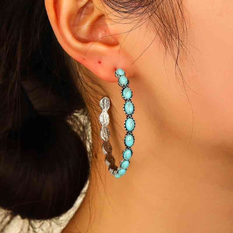 Artificial Turquoise C-Hoop Earrings - ZISK Shop  