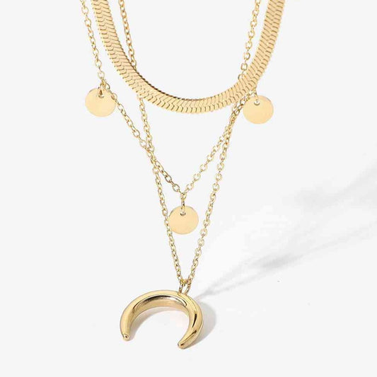 18K Gold-Plated Moon Shape Pendant Necklace - ZISK Shop  