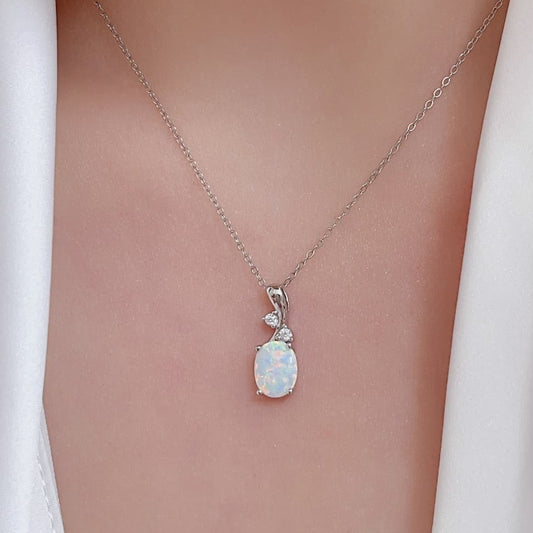 Oval Elegance Opal Pendant Necklace - ZISK Shop  