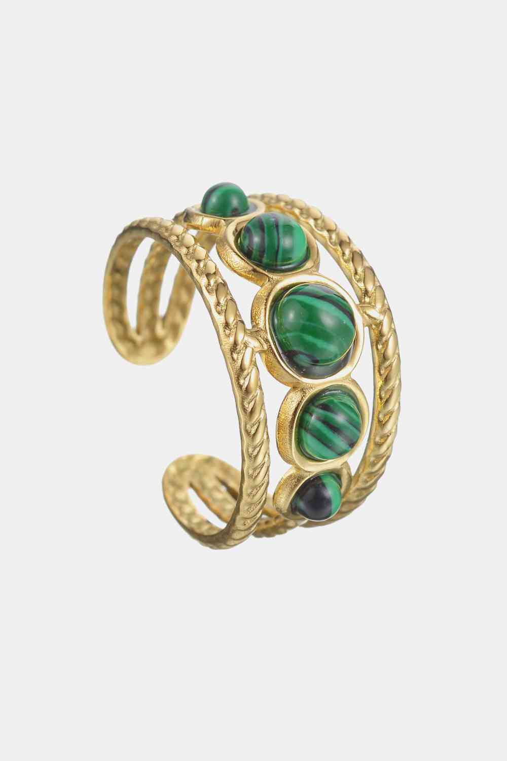 18K Gold Plated Nature Stone Open Ring - ZISK Shop  
