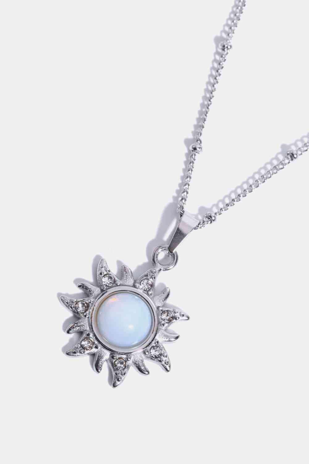 Opal Sun Pendant Stainless Steel Necklace - ZISK Shop  
